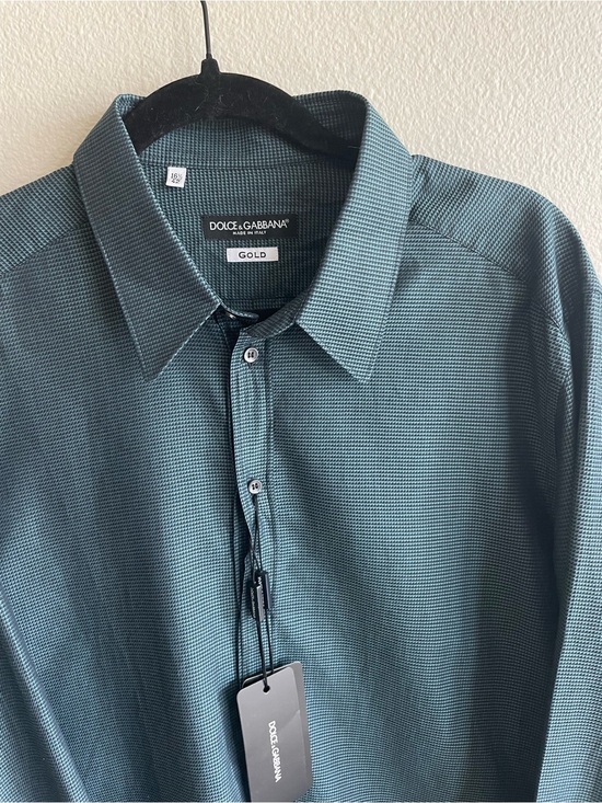 Dolce & Gabbana Other - NWT Dolce & Gabbana Men's Dark Green Micro-Textured Button-Up cotton dress Shirt
